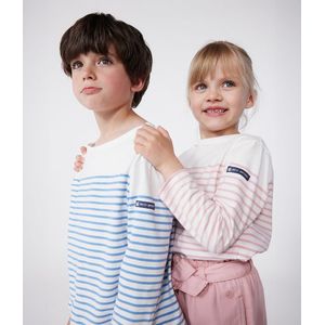 Marine T-shirt met lange mouwen, in katoen PETIT BATEAU. Katoen materiaal. Maten 6 jaar - 114 cm. Wit kleur