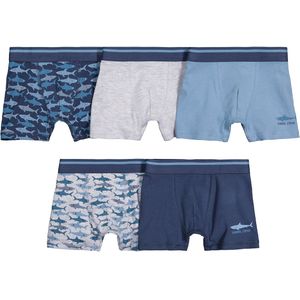 Set van 5 boxershorts in katoen, haaienprint LA REDOUTE COLLECTIONS. Katoen materiaal. Maten 8/9 jaar - 126/132 cm. Blauw kleur