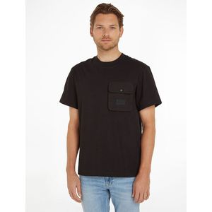 T-shirt in twee-materialen en zak CALVIN KLEIN JEANS. Katoen materiaal. Maten XS. Zwart kleur