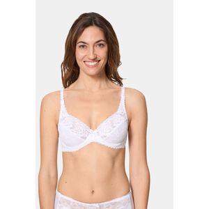 Omsluitende BH Flower Elegance PLAYTEX. Kant materiaal. Maten 100D FR - 85D EU. Wit kleur