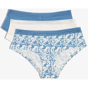 Set van 3 hipsters Jackie Lace Blue. ETAM. Katoen materiaal. Maten M. Blauw kleur