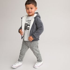 3-Delig ensemble, vest, T-shirt en joggingbroek LA REDOUTE COLLECTIONS. Geruwd molton materiaal. Maten 9 mnd - 71 cm. Grijs kleur