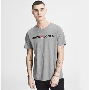 T-shirt met ronde hals en korte mouwen, bedrukt vooraan JACK & JONES. Katoen materiaal. Maten L. Grijs kleur