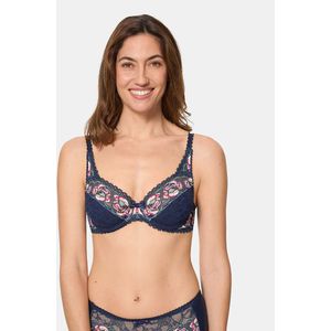 Omsluitende BH Flower Elegance PLAYTEX. Kant materiaal. Maten 95B FR - 80B EU. Blauw kleur