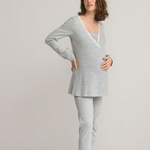 Pyjama voor zwangerschap en borstvoeding LA REDOUTE COLLECTIONS. Katoen materiaal. Maten 50/52 FR - 48/50 EU. Grijs kleur