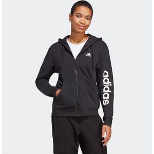 Zip-up hoodie, Essentials Linear ADIDAS SPORTSWEAR. Katoen materiaal. Maten S. Zwart kleur