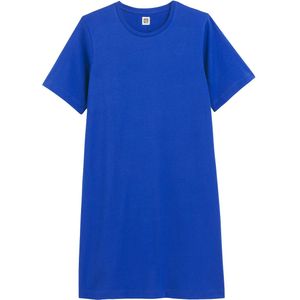 T-shirt jurk met ronde hals, korte mouwen LA REDOUTE COLLECTIONS. Katoen materiaal. Maten XL. Blauw kleur