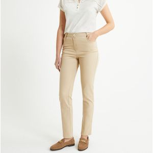 Rechte broek 5-pockets, in stretchkatoen ANNE WEYBURN. Katoen materiaal. Maten 40 FR - 38 EU. Beige kleur