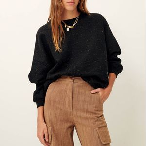 Losse sweater met ronde hals Chebbi SESSUN. Katoen materiaal. Maten L. Zwart kleur