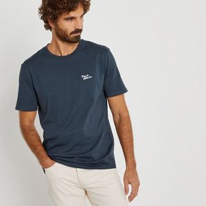 T-shirt met borduursel en korte mouwen LA REDOUTE COLLECTIONS. Katoen materiaal. Maten XL. Blauw kleur