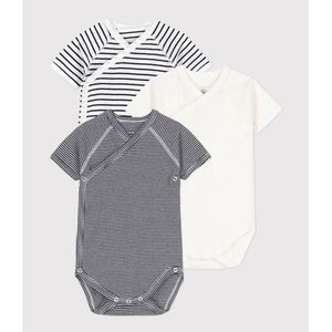 Set van 3 gekruiste rompers met korte mouwen PETIT BATEAU. Katoen materiaal. Maten 6 mnd - 67 cm. Wit kleur