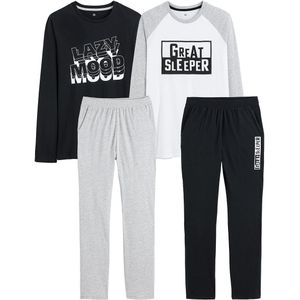 Set van 2 pyjama's in katoen met tekst LA REDOUTE COLLECTIONS. Katoen materiaal. Maten 18 jaar - 180 cm. Zwart kleur