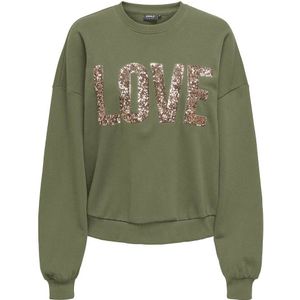 Sweater met tekst ONLY. Katoen materiaal. Maten XS. Groen kleur