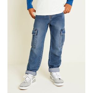 Rechte jeans met cargozakken TAPE A L'OEIL. Katoen materiaal. Maten 10 jaar - 138 cm. Blauw kleur