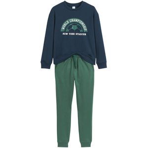 2-delig Ensemble met sweater en joggingbroek, in molton LA REDOUTE COLLECTIONS. Geruwd molton materiaal. Maten 7 jaar - 120 cm. Groen kleur