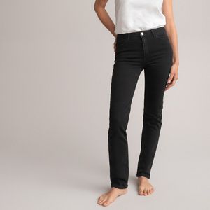 Rechte jeans push-up extra confort LA REDOUTE COLLECTIONS. Denim materiaal. Maten 44 FR - 42 EU. Zwart kleur