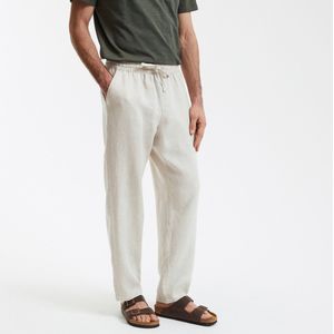 Rechte broek in linnen LA REDOUTE COLLECTIONS. Linnen materiaal. Maten L. Beige kleur
