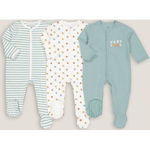 Set van 3 geboorte pyjama's in katoen LA REDOUTE COLLECTIONS. Katoen materiaal. Maten 18 mnd - 81 cm. Blauw kleur