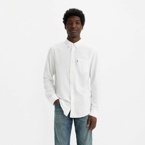 Recht overhemd met borstzakje in katoen-linnen LEVI'S. Linnen materiaal. Maten S. Wit kleur