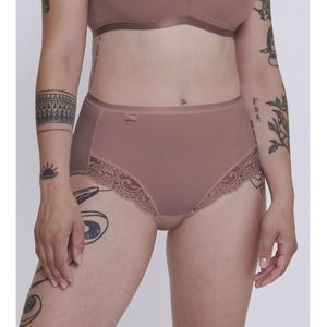 Maxi slip Romance SLOGGI. Polyamide materiaal. Maten 48 FR - 46 EU. Kastanje kleur