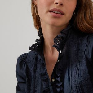 Romantische blouse Signature in katoen LA REDOUTE COLLECTIONS. Katoen materiaal. Maten 44 FR - 42 EU. Blauw kleur