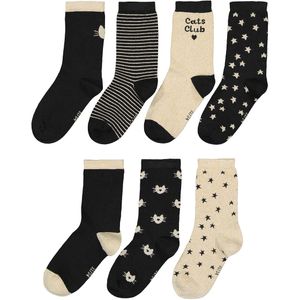 Set van 7 paar kousen met kattenprint LA REDOUTE COLLECTIONS. Katoen materiaal. Maten 31/34. Zwart kleur