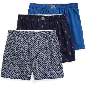 Set van 3 boxershorts, 2 bedrukt + 1 effen POLO RALPH LAUREN. Katoen materiaal. Maten XXL. Blauw kleur