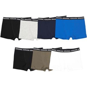 Set van 7 effen boxershorts in katoen LA REDOUTE COLLECTIONS.  materiaal. Maten 8 jaar - 126 cm. Multicolor kleur