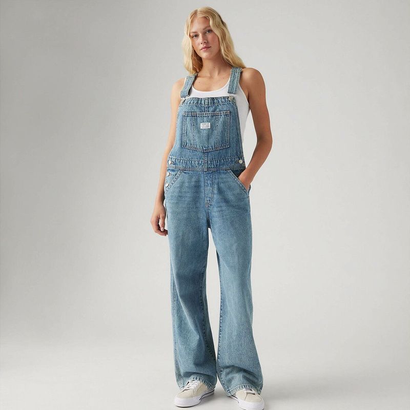 Baggy salopette LEVI'S. Denim materiaal. Maten S. Blauw kleur