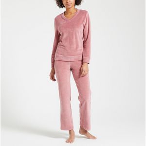 Pyjama in fluweel LA REDOUTE COLLECTIONS. Katoen materiaal. Maten 46/48 FR - 44/46 EU. Roze kleur