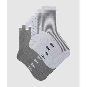 Set van 4 paar sokken met fantasie DIM. Polyester materiaal. Maten 37/41. Grijs kleur