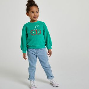 Sweater met ronde hals in badstof LA REDOUTE COLLECTIONS. Spons materiaal. Maten 3 jaar - 94 cm. Groen kleur