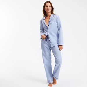 Pyjama met chambray effect, Signature LA REDOUTE COLLECTIONS. Katoen materiaal. Maten 38 FR - 36 EU. Blauw kleur