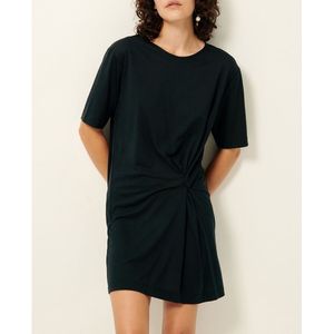 Korte jurk in lyocell LUNI SESSUN. Tencel/lyocell materiaal. Maten S. Zwart kleur