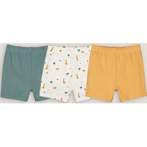 Set van 3 shorts in katoen LA REDOUTE COLLECTIONS. Katoen materiaal. Maten 6 mnd - 67 cm. Kastanje kleur