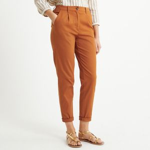 Rechte chino broek ANNE WEYBURN. Bio katoen materiaal. Maten 52 FR - 50 EU. Kastanje kleur