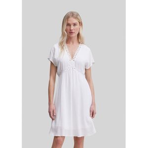 Korte jurk met korte mouwen en borduurwerk IKKS. Polyester materiaal. Maten 42 FR - 40 EU. Wit kleur