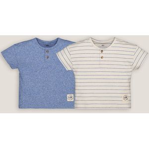 Set van 2 T-shirts met tuniekhals LA REDOUTE COLLECTIONS. Katoen materiaal. Maten 1 jaar - 74 cm. Beige kleur