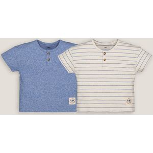 Set van 2 T-shirts met tuniekhals LA REDOUTE COLLECTIONS. Katoen materiaal. Maten 5 jaar - 108 cm. Beige kleur