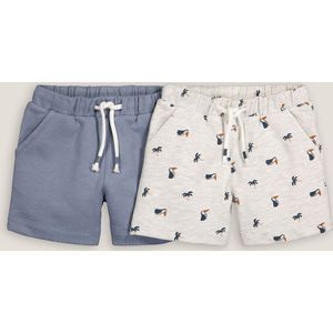 Set van 2 shorts in molton LA REDOUTE COLLECTIONS. Katoen materiaal. Maten 3 mnd - 60 cm. Blauw kleur