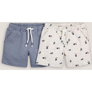 Set van 2 shorts in molton LA REDOUTE COLLECTIONS. Katoen materiaal. Maten 9 mnd - 71 cm. Blauw kleur