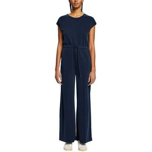 Lange jumpsuit met elastische taille ESPRIT. Modal materiaal. Maten L. Blauw kleur