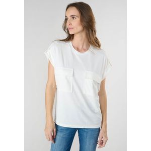 T-shirt met zakken vooraan LE TEMPS DES CERISES. Modal materiaal. Maten XL. Wit kleur