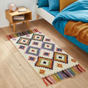 Bedmat in berberstijl, Ourika LA REDOUTE INTERIEURS. Wol materiaal. Maten 60 x 110 cm. Multicolor kleur