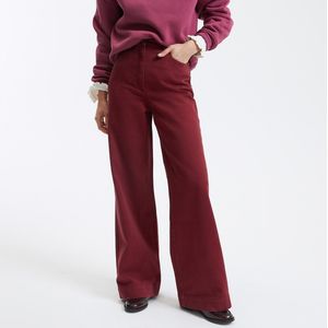 Wijde broek met hoge taille LA REDOUTE COLLECTIONS. Katoen materiaal. Maten 48 FR - 46 EU. Rood kleur