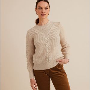 Trui in lurex tricot, bevat mohair ANNE WEYBURN. Acryl materiaal. Maten 46/48 FR - 44/46 EU. Beige kleur