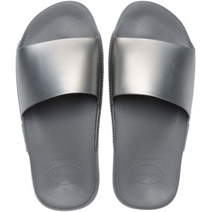 Muiltjes Slide Classic Metallic HAVAIANAS. Rubber materiaal. Maten 35/36. Grijs kleur