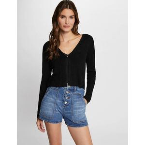 Vest met lange mouwen en V-hals MORGAN. Viscose materiaal. Maten M. Zwart kleur