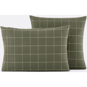 Kussensloop in flanel, Charlie kaki