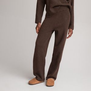 Rechte broek in tricot LA REDOUTE COLLECTIONS. Polyester materiaal. Maten M. Kastanje kleur